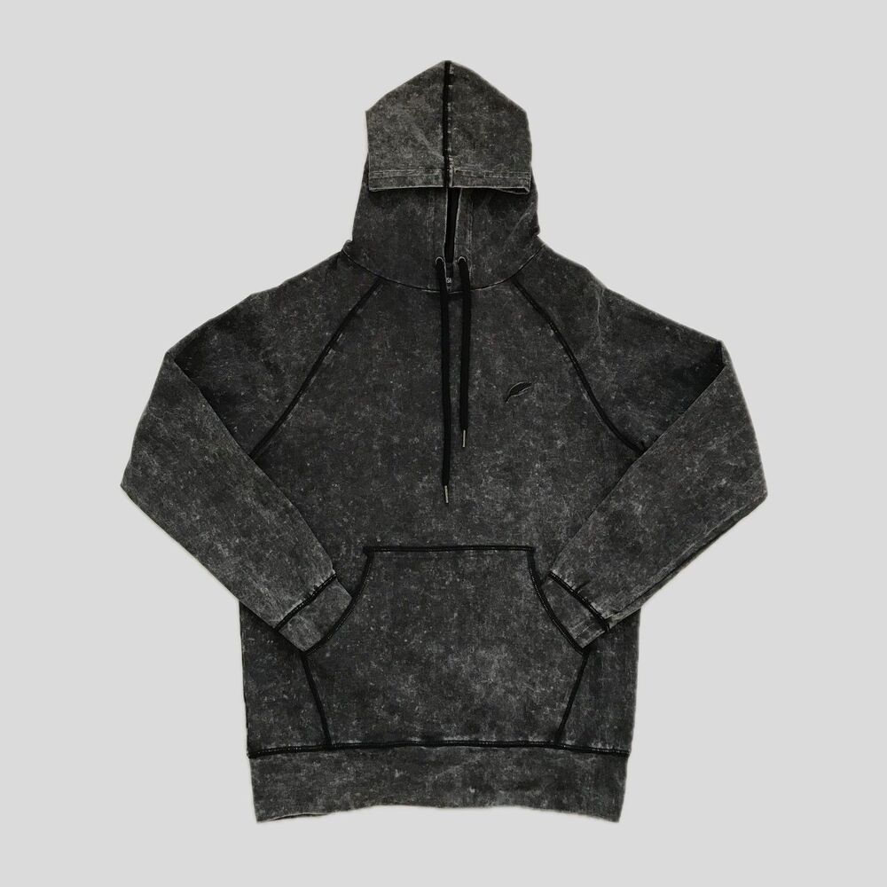 Publish Faded Black Gray Distressed Cotton Long Sleeve Hoodie Shirt Womens S
